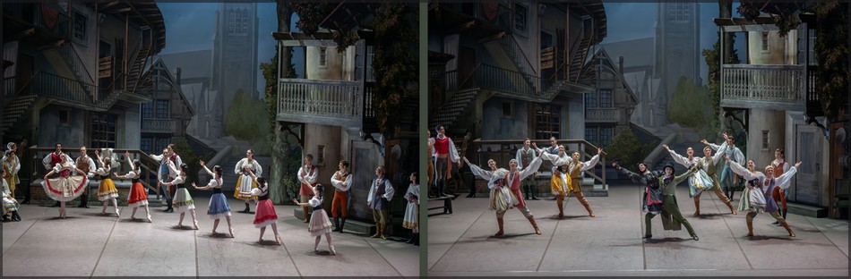 Первый акт: Сванильда (К.Наказато) танцует вариацию.  выступление ансамбля кордебалета.